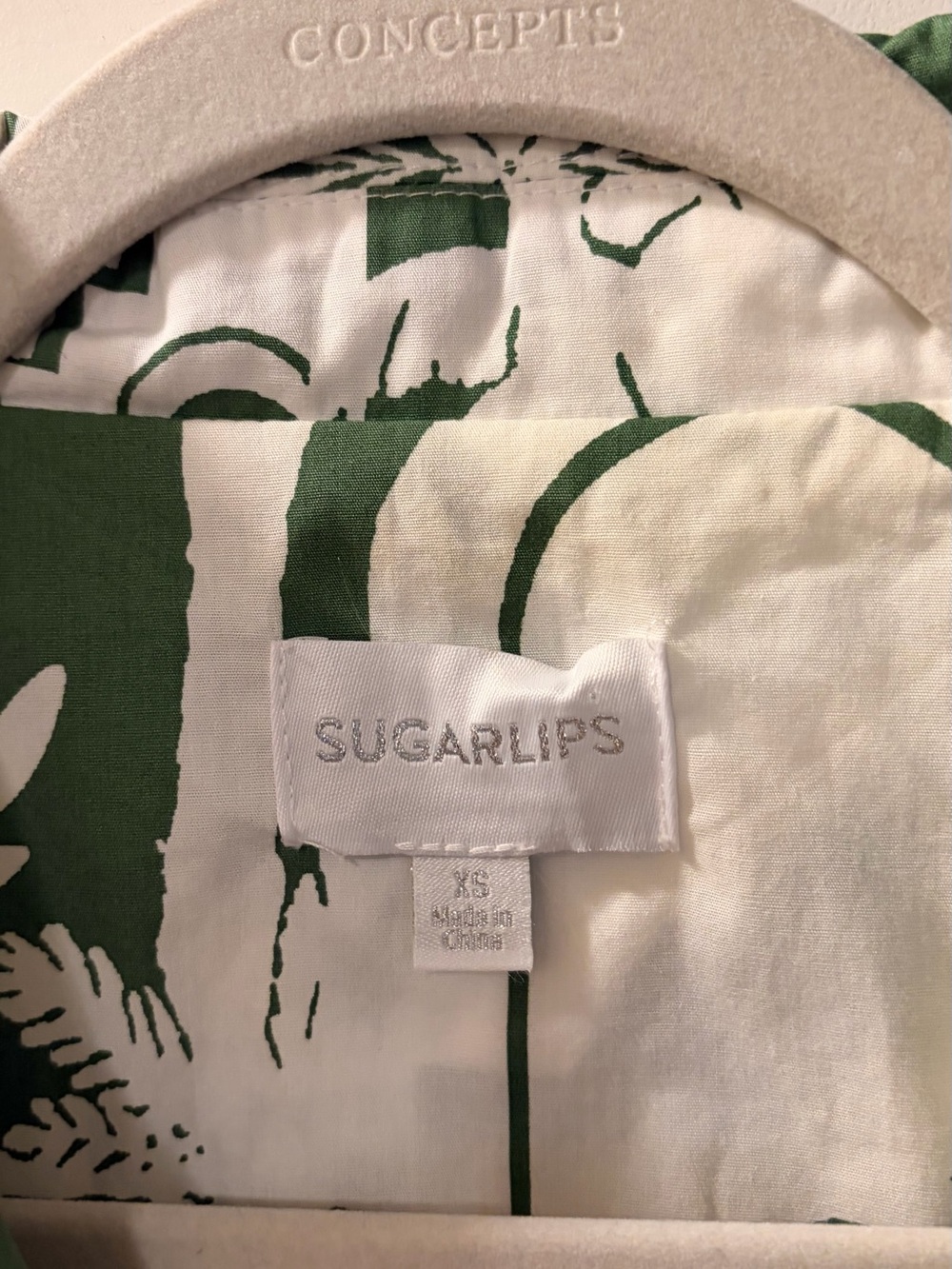 Sugarlips White Dress with Green Tropical Print - Picture 3 of 8